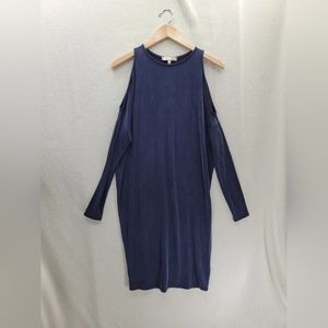 NWT eri+ali Anthropologie Navy Cupro Cold Shoulder Dress Size-XS